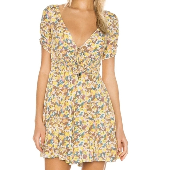 Free PEOPLE forget me not floral mini dress 0 xs - Picture 4 of 16